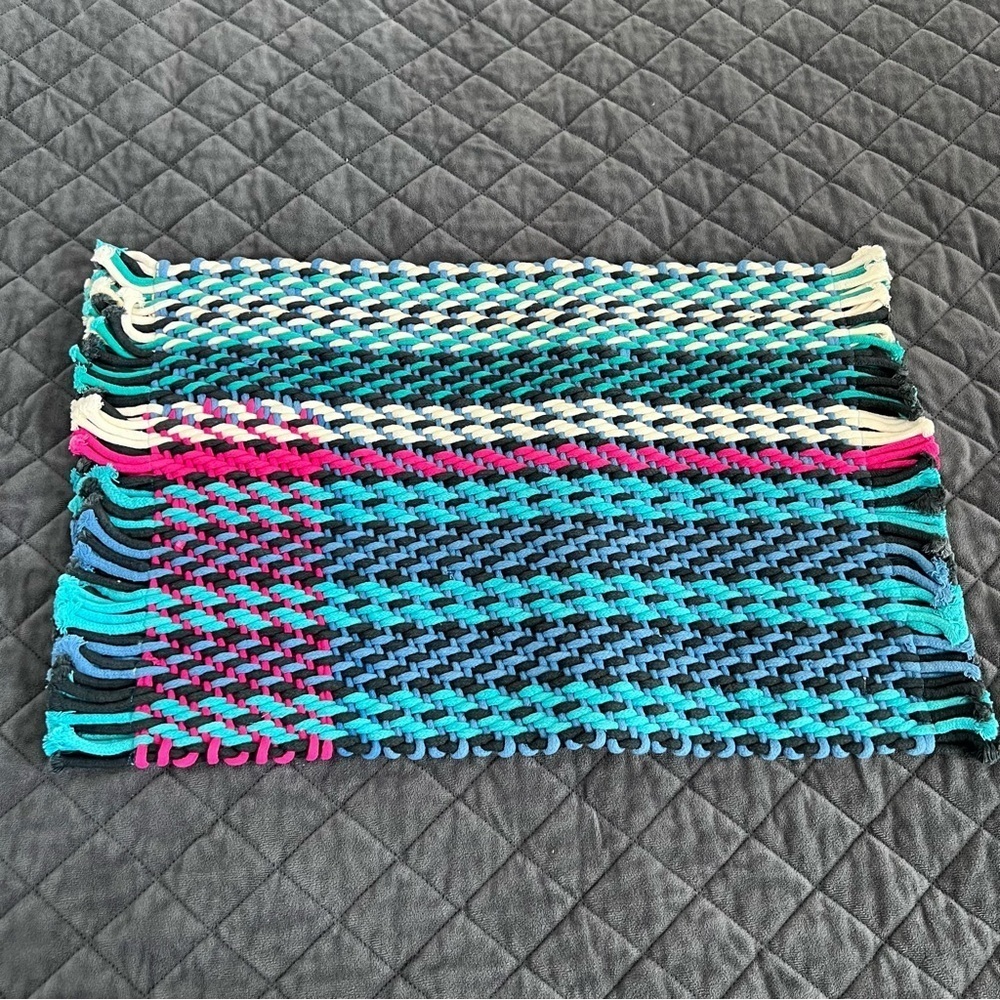Anthropologie Place Mat Fringe Ends Decor Woven Boho Multicolor Rope Textured